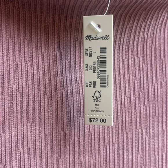 New Madewell pink ribbed top large - Picture 3 of 5
